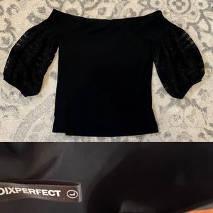 Black off the shoulder puff sleeve top